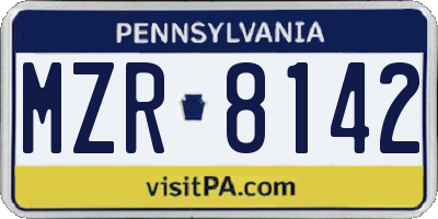 PA license plate MZR8142