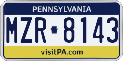 PA license plate MZR8143