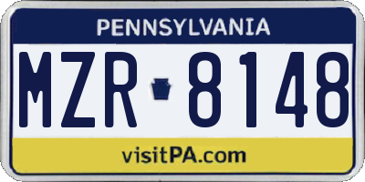 PA license plate MZR8148