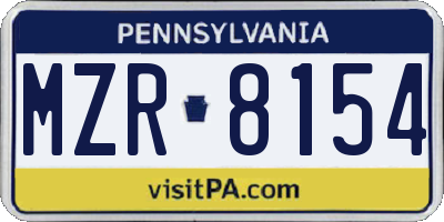 PA license plate MZR8154
