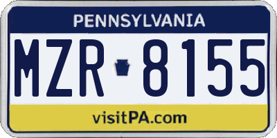 PA license plate MZR8155