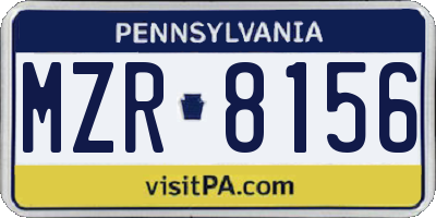 PA license plate MZR8156