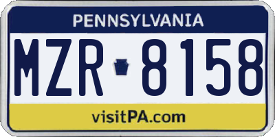 PA license plate MZR8158
