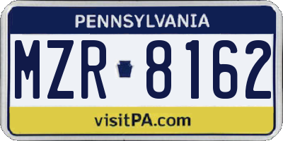 PA license plate MZR8162