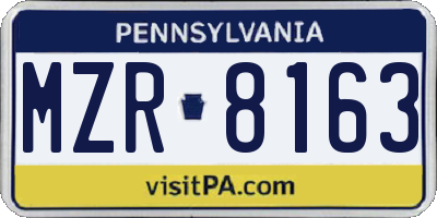 PA license plate MZR8163