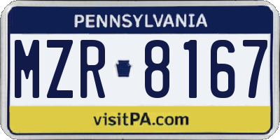 PA license plate MZR8167