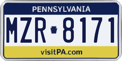 PA license plate MZR8171