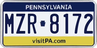 PA license plate MZR8172