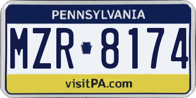PA license plate MZR8174