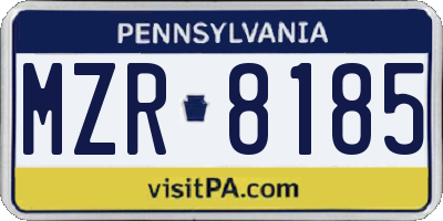 PA license plate MZR8185