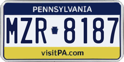 PA license plate MZR8187