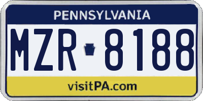 PA license plate MZR8188