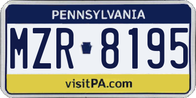 PA license plate MZR8195