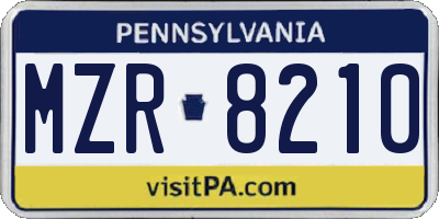 PA license plate MZR8210
