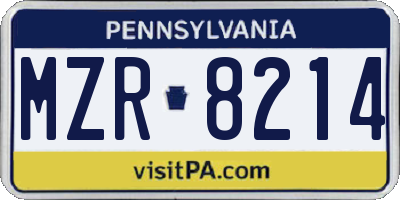 PA license plate MZR8214