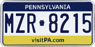 PA license plate MZR8215