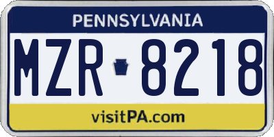 PA license plate MZR8218