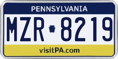 PA license plate MZR8219