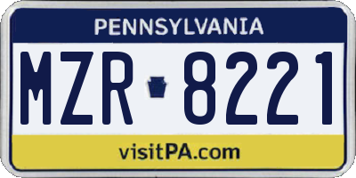 PA license plate MZR8221