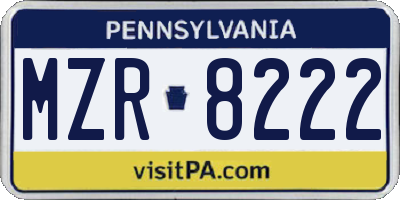 PA license plate MZR8222