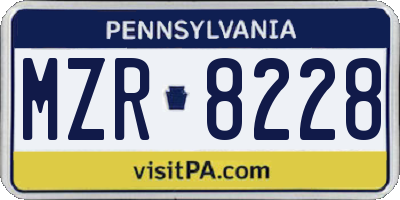 PA license plate MZR8228