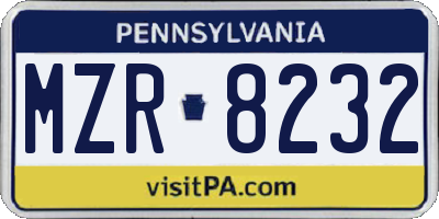 PA license plate MZR8232