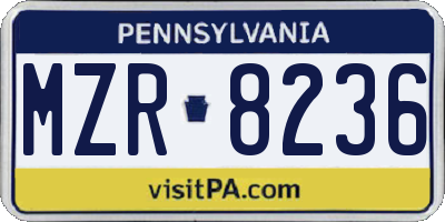 PA license plate MZR8236