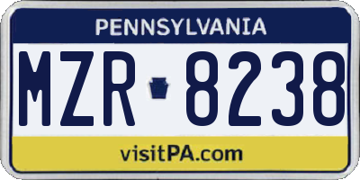 PA license plate MZR8238
