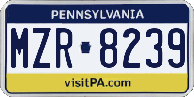 PA license plate MZR8239