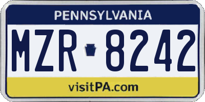 PA license plate MZR8242