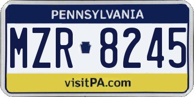 PA license plate MZR8245