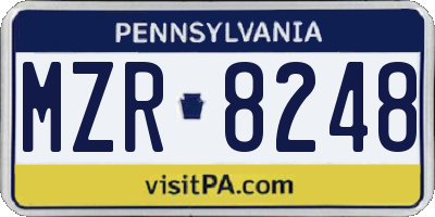 PA license plate MZR8248