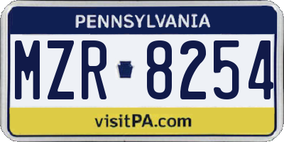 PA license plate MZR8254