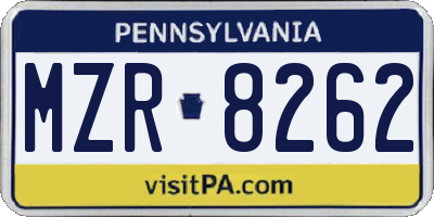 PA license plate MZR8262