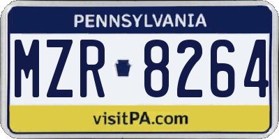 PA license plate MZR8264