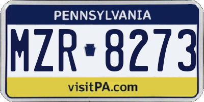 PA license plate MZR8273