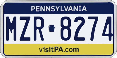 PA license plate MZR8274