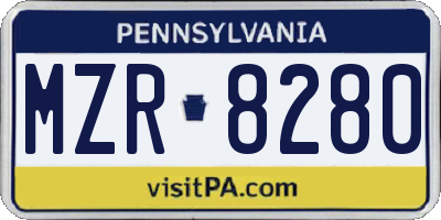 PA license plate MZR8280