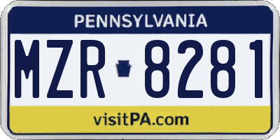 PA license plate MZR8281