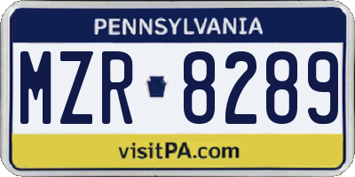PA license plate MZR8289