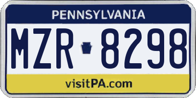 PA license plate MZR8298