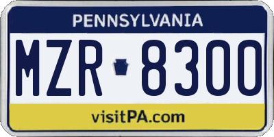 PA license plate MZR8300