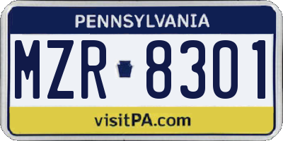 PA license plate MZR8301