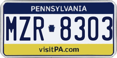 PA license plate MZR8303
