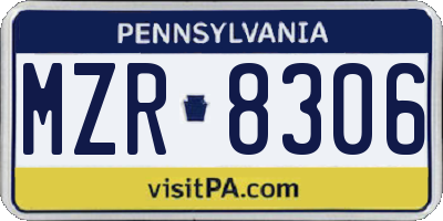 PA license plate MZR8306