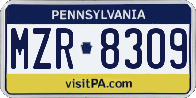 PA license plate MZR8309