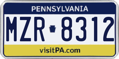 PA license plate MZR8312