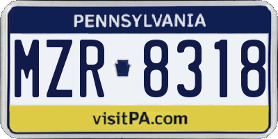 PA license plate MZR8318