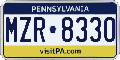 PA license plate MZR8330