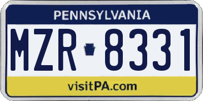 PA license plate MZR8331